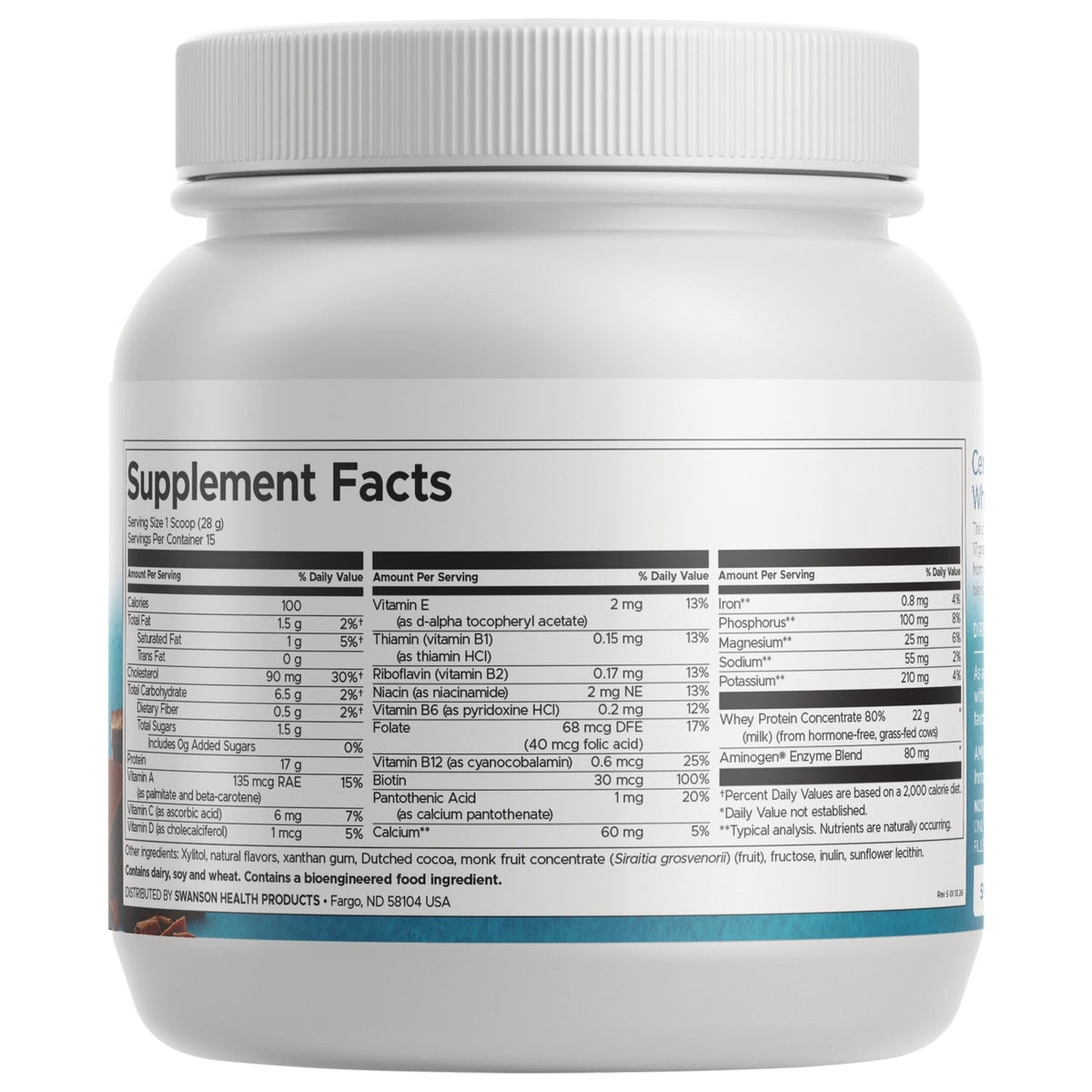 Certified rBGH-Free Grass-Fed Whey Protein Powder- Chocolate