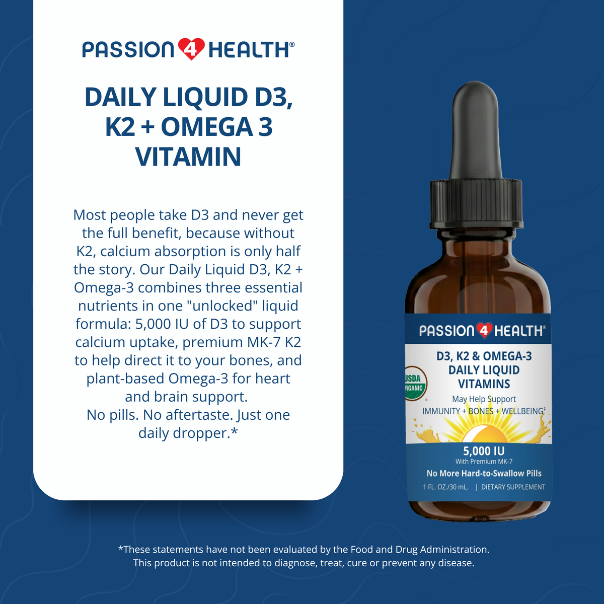 D3, K2 & Omega-3 Daily Liquid Vitamins