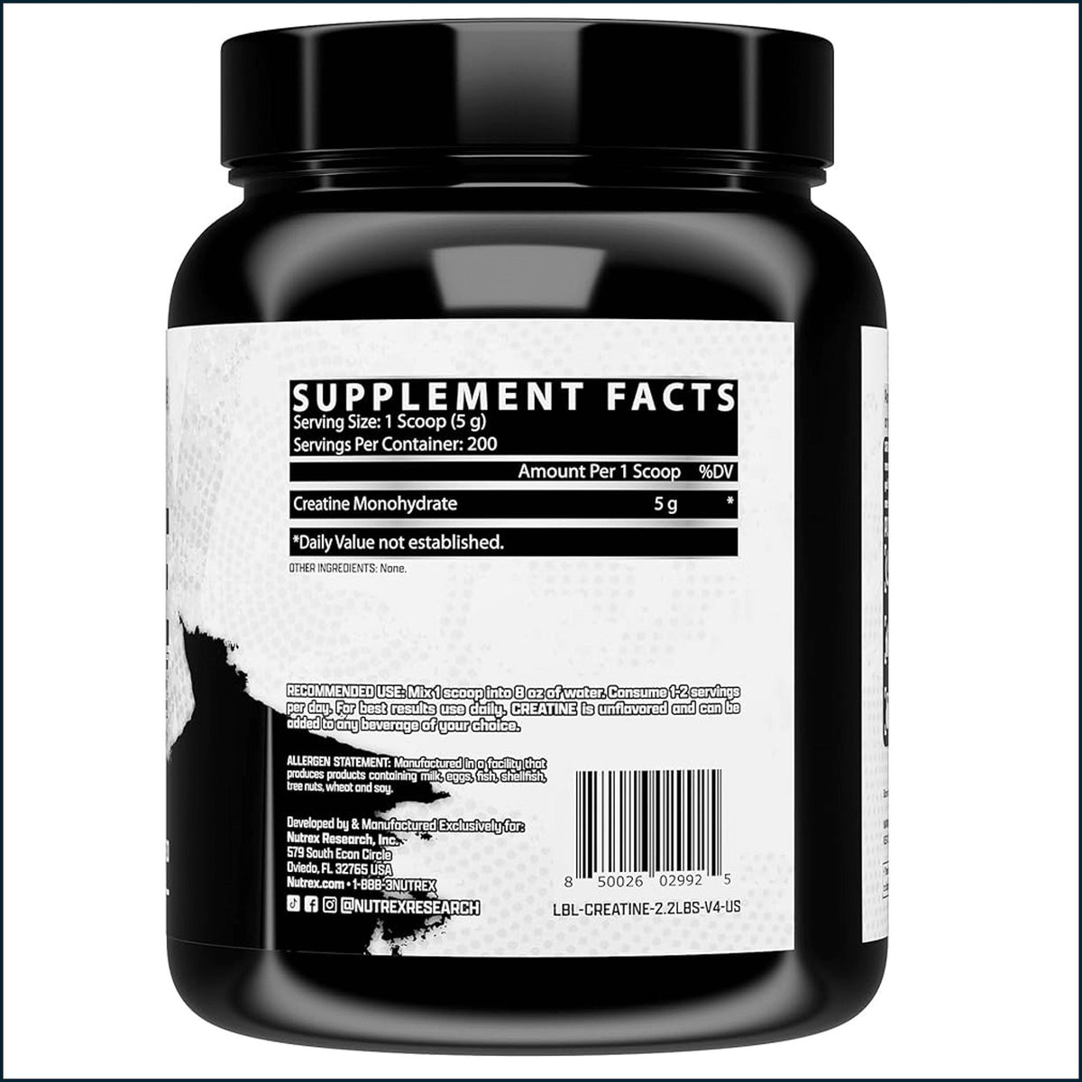 Nutrex Creatine Monohydrate, 200 Servings